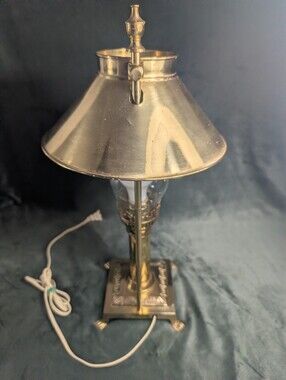 Vintage Paris Istanbul Orient Express Brass Clawfoot  Adjustable Table Lamp